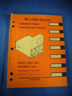 11-6625-3016-20-1 Ifr Rare Radio Test Set 1100s Fm/am An/grm-114a Maintenance Manual