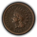 1865 1C Indian Head Small Cent Fine/vf Semi Key Date SKU-Y6486. Fixed Price $26.50.