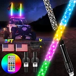2PC 3FT Fat Whip With Flags Spiral Rgb Led Lights Remote Control. Fixed Price $74.42.